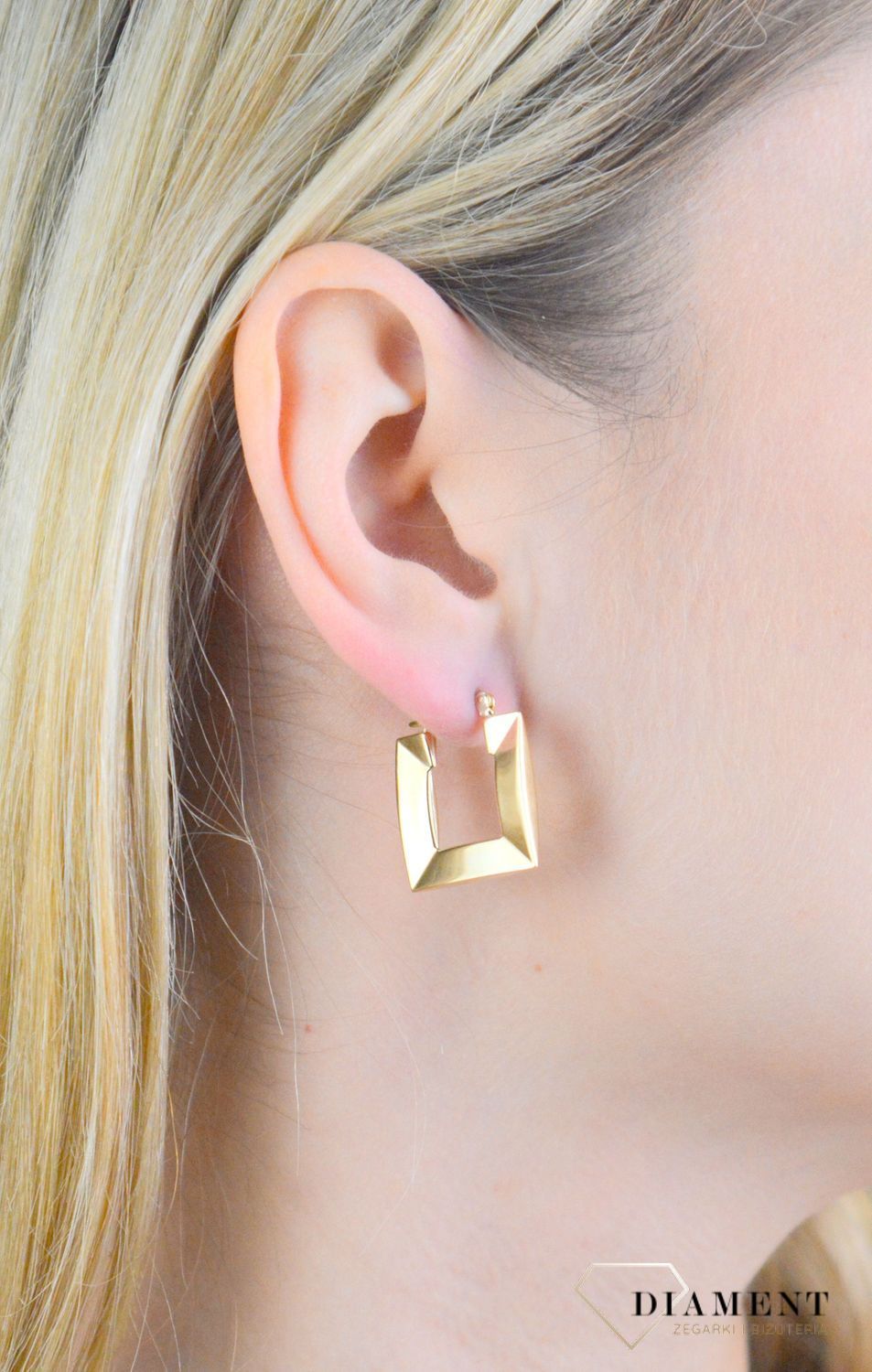 Kolczyki złote kwadraty próba 375, KL 11743 375.jpg